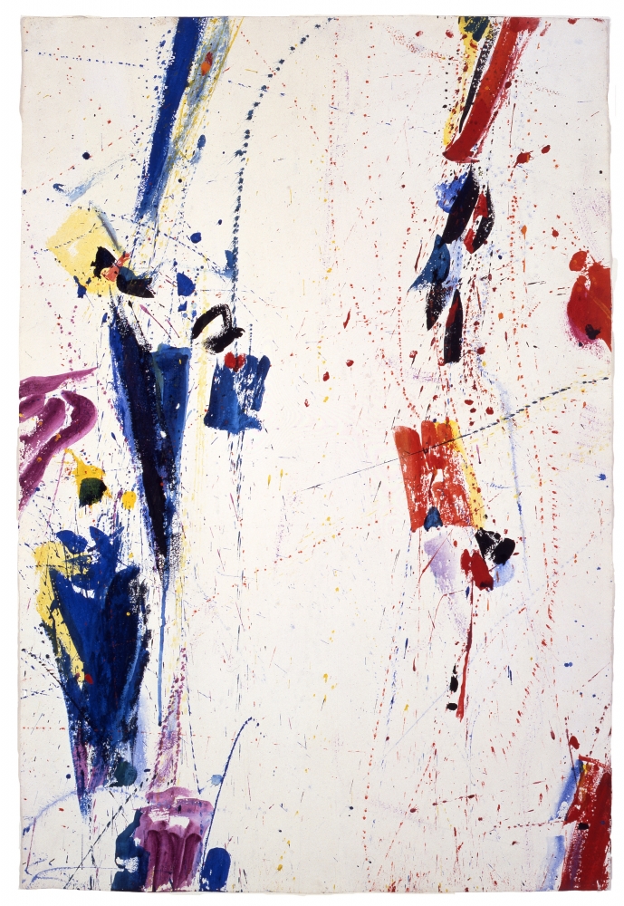 Sam Francis, New York New York, 1959, acrylic, gouache, and egg tempera on gessoed French paper, 40 x 27 in. / 101.6 x 68.6 cm. &amp;copy; 2021 Sam Francis Foundation, California/ Artists Rights Society (ARS), New York.