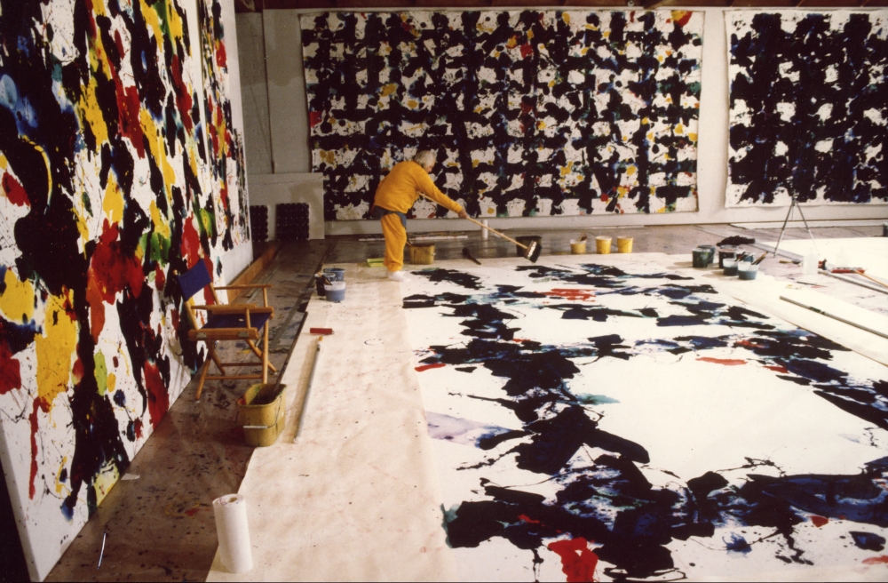 Sam Francis at work in his Santa Monica studio, 1980. Photo by Meibao D. Nee.