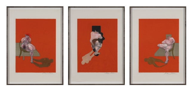 Francis Bacon
Triptych 1983, 1984

set of three lithographs, edition of 180

each: 35 x 24 1/2 in. / 88.9 x 62.2 cm