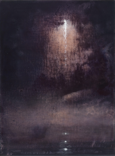Abstract painting depicting a storm launch through dark clouds by Stephen Hannock.